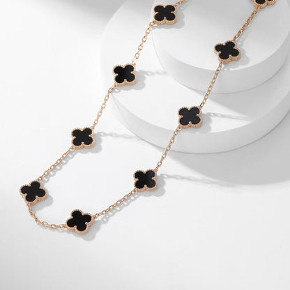 [OAKJURI Jewelry]CLOVER 10 MOTIFS ONYX NECKLACE
