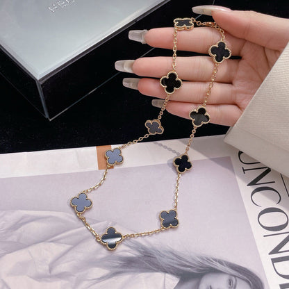 [OAKJURI Jewelry]CLOVER 10 MOTIFS ONYX NECKLACE