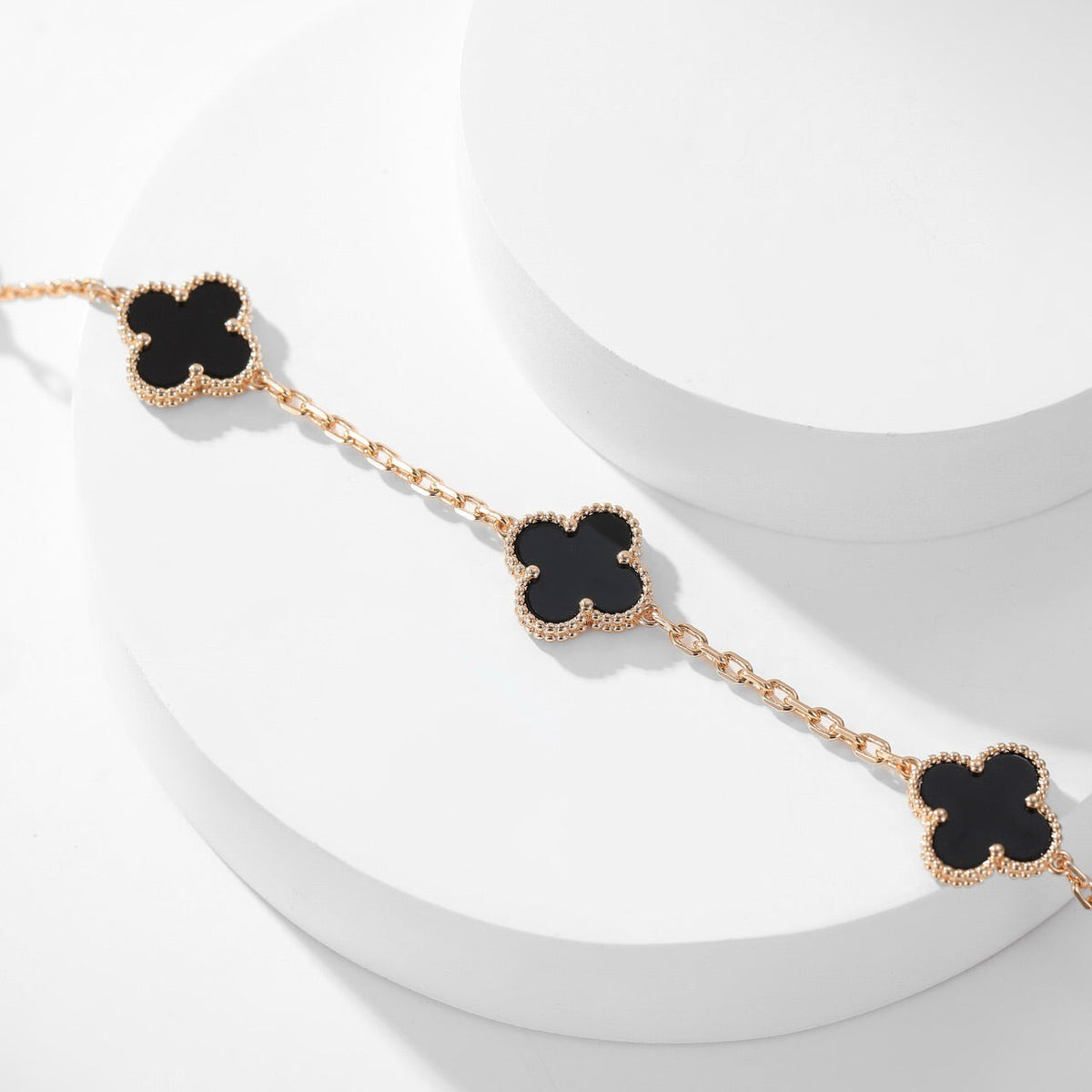 [OAKJURI Jewelry]CLOVER 10 MOTIFS ONYX NECKLACE