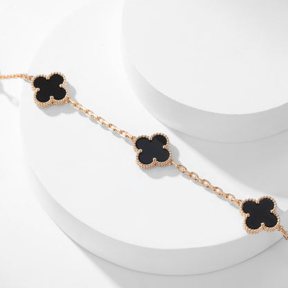 [OAKJURI Jewelry]CLOVER 10 MOTIFS ONYX NECKLACE