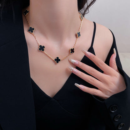 [OAKJURI Jewelry]CLOVER 10 MOTIFS ONYX NECKLACE