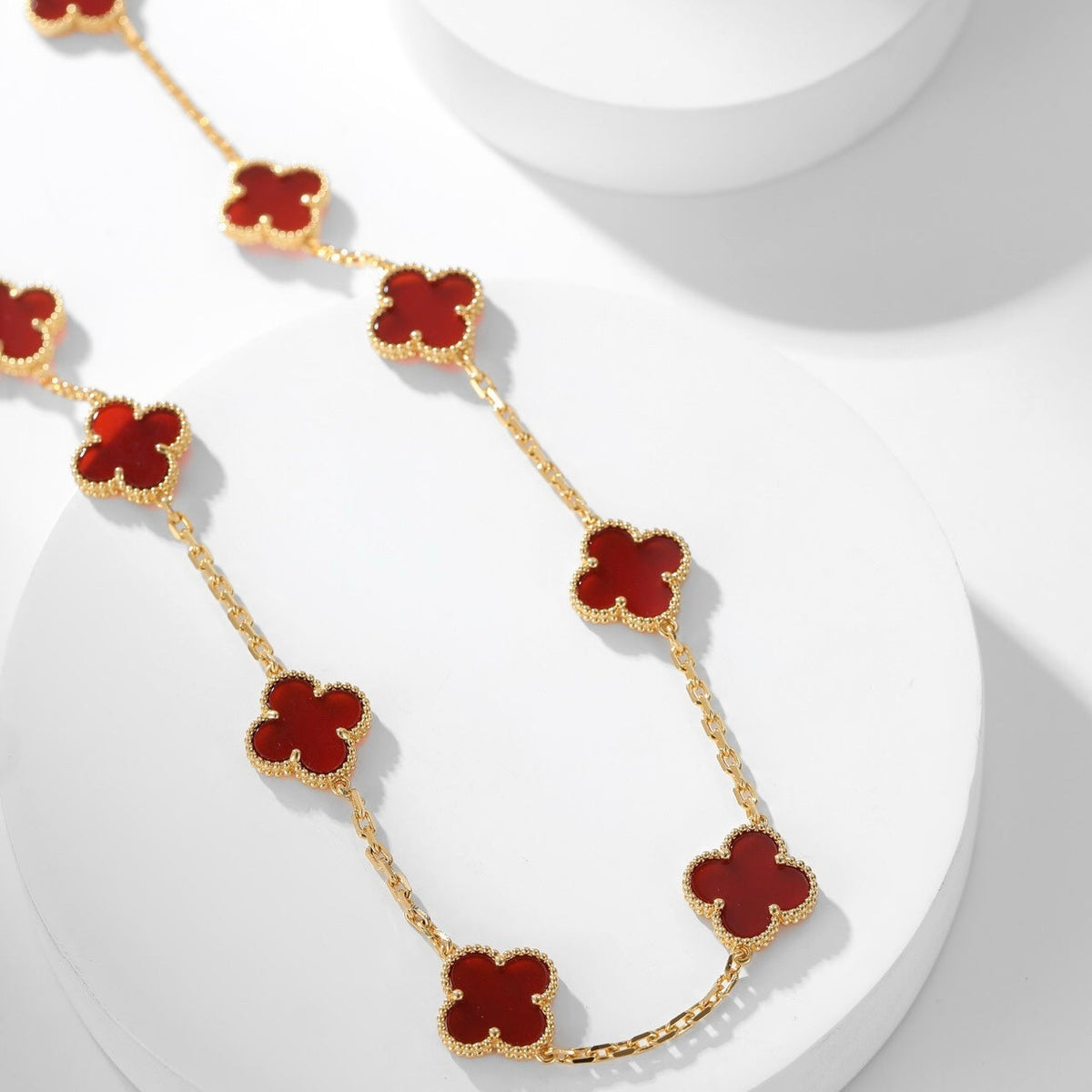 [OAKJURI Jewelry]CLOVER 10 MOTIFS CARNELIAN NECKLACE
