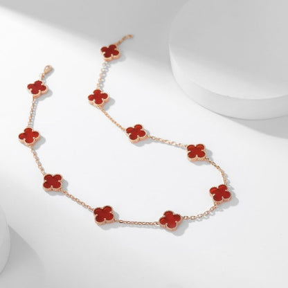 [OAKJURI Jewelry]CLOVER 10 MOTIFS CARNELIAN NECKLACE