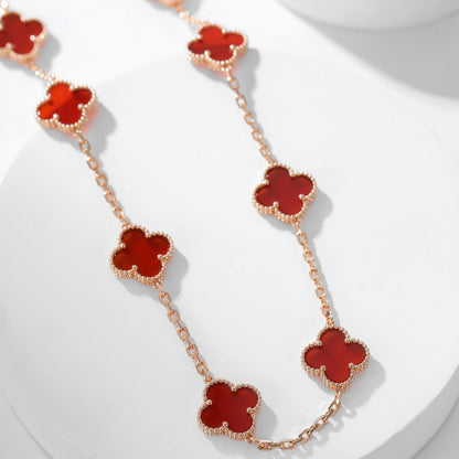 [OAKJURI Jewelry]CLOVER 10 MOTIFS CARNELIAN NECKLACE