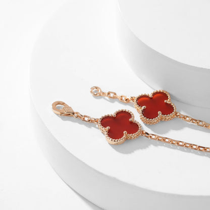 [OAKJURI Jewelry]CLOVER 10 MOTIFS CARNELIAN NECKLACE