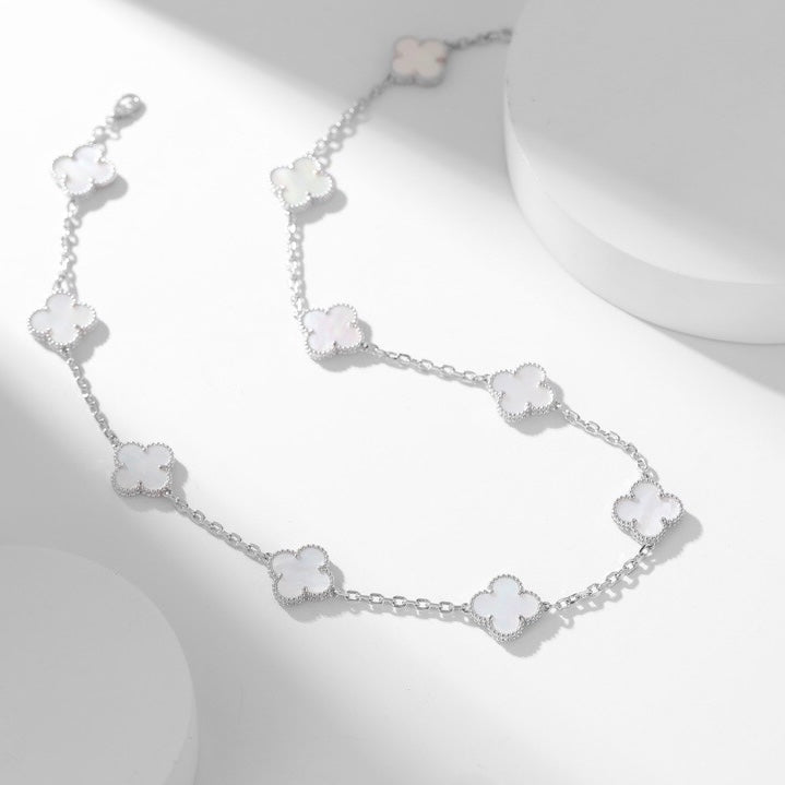 [OAKJURI Jewelry]CLOVER 10 MOTIFS WHITE MOTHER OF PEARL NECKLACE