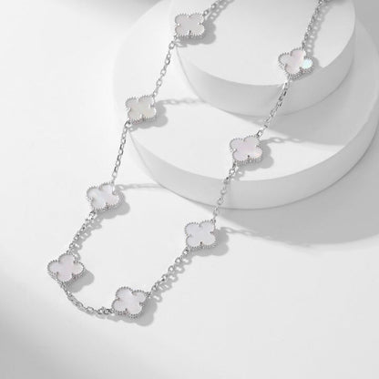 [OAKJURI Jewelry]CLOVER 10 MOTIFS WHITE MOTHER OF PEARL NECKLACE