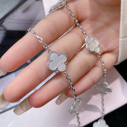 [OAKJURI Jewelry]CLOVER 10 MOTIFS WHITE MOTHER OF PEARL NECKLACE