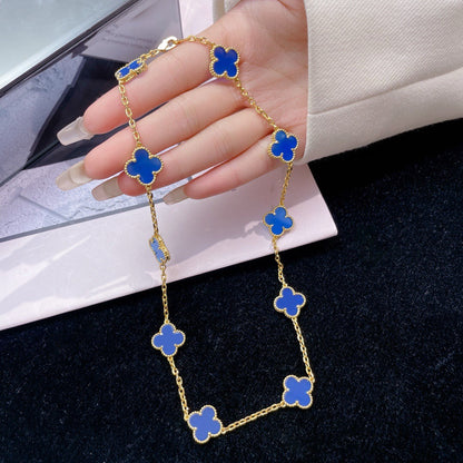 [OAKJURI Jewelry]CLOVER 10 MOTIFS BLUE AGATE NECKLACE