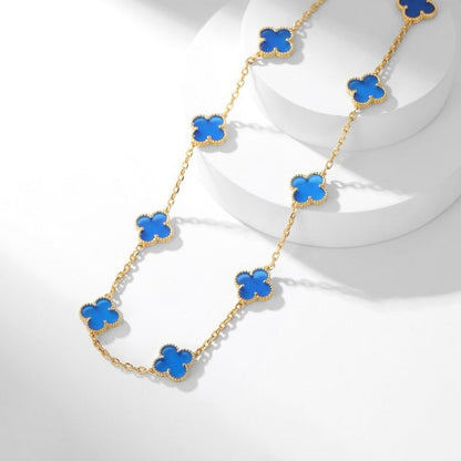 [OAKJURI Jewelry]CLOVER 10 MOTIFS BLUE AGATE NECKLACE