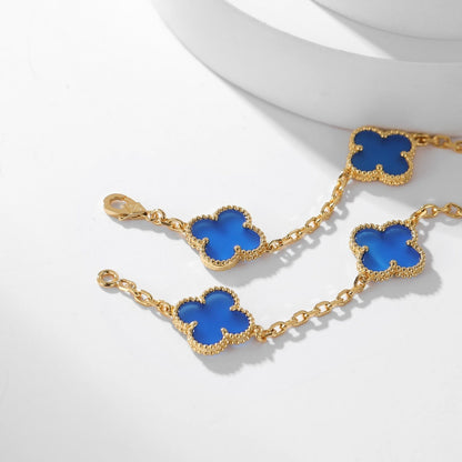 [OAKJURI Jewelry]CLOVER 10 MOTIFS BLUE AGATE NECKLACE