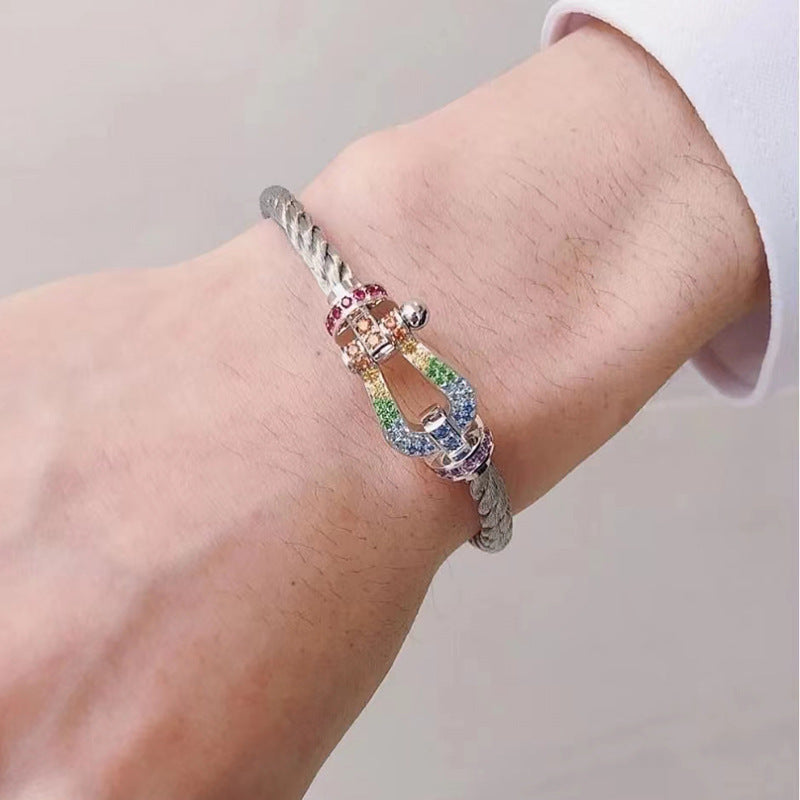 [OAKJURI Jewelry]FORCE LARGE HORSESHOE  COLORED DIAMOND BRACELET ROSE GOLD