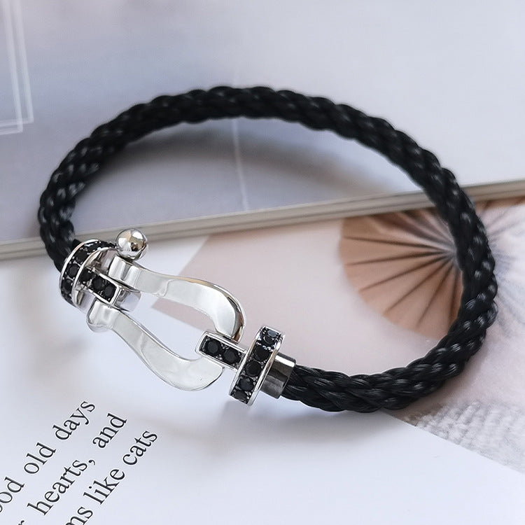 [OAKJURI Jewelry]FORCE LARGE HORSESHOE BLACK DIAMOND BRACELET SILVER