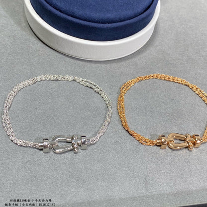 [OAKJURI Jewelry]FORCE SMALL HORSESHOE  DIAMOND CHAIN ROPE BRACELET