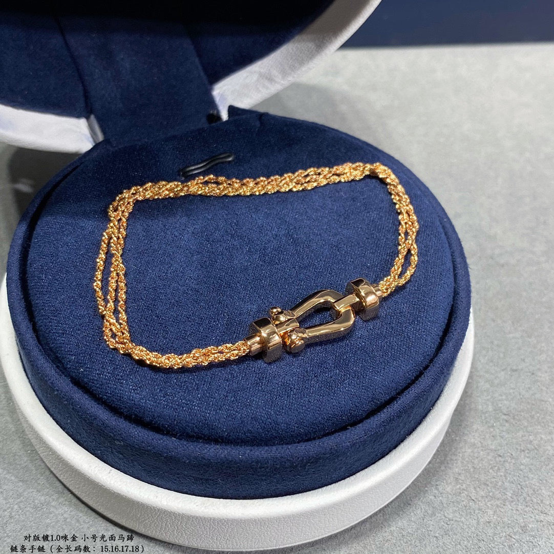 [OAKJURI Jewelry]FORCE SMALL HORSESHOE  DIAMOND CHAIN ROPE BRACELET