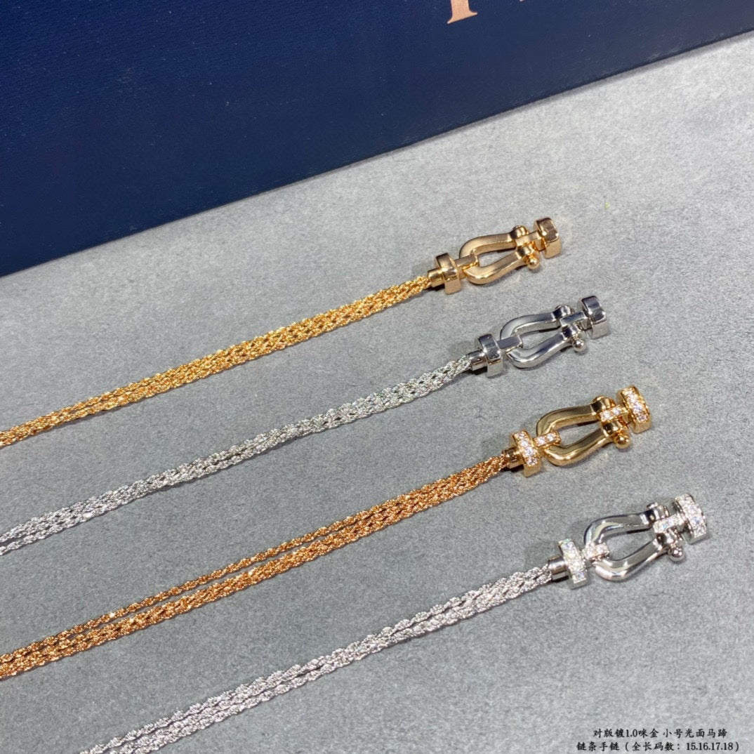 [OAKJURI Jewelry]FORCE SMALL HORSESHOE  DIAMOND CHAIN ROPE BRACELET