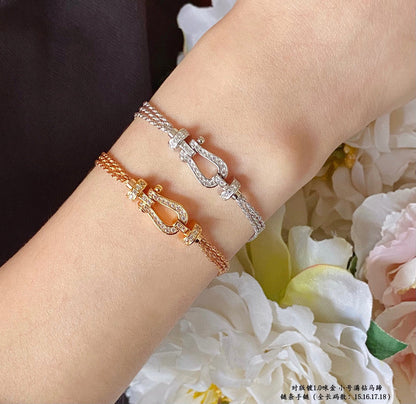 [OAKJURI Jewelry]FORCE SMALL HORSESHOE  DIAMOND CHAIN ROPE BRACELET