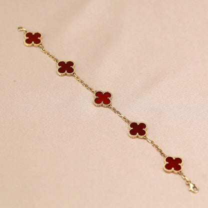 [OAKJURI Jewelry] CLOVER 5 MOTIF RED CORNELIAN BRACELET COLLECTION
