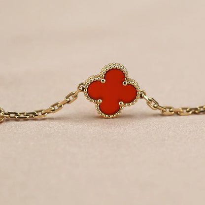 [OAKJURI Jewelry] CLOVER 5 MOTIF RED CORNELIAN BRACELET COLLECTION