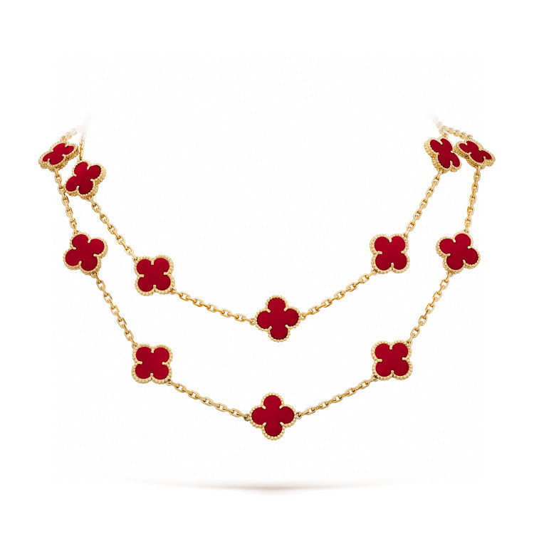 [OAKJURI Jewelry]CLOVER 20 MOTIFS CARNELIAN NECKLACE