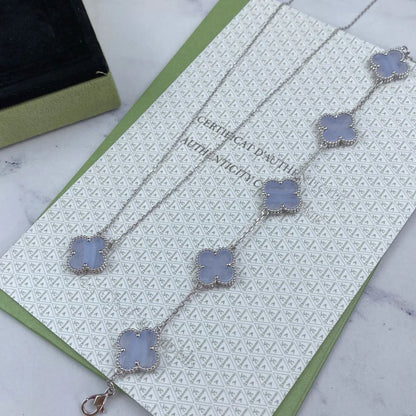 [OAKJURI Jewelry] CLOVER 5 MOTIF PURPLE CHALCEDONY BRACELET COLLECTION