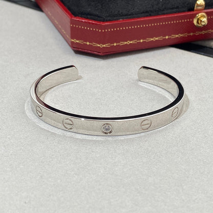 [OAKJURI Jewelry] LOVE BRACELET 6.1MM 1 DIAMOND OPEN CUFF