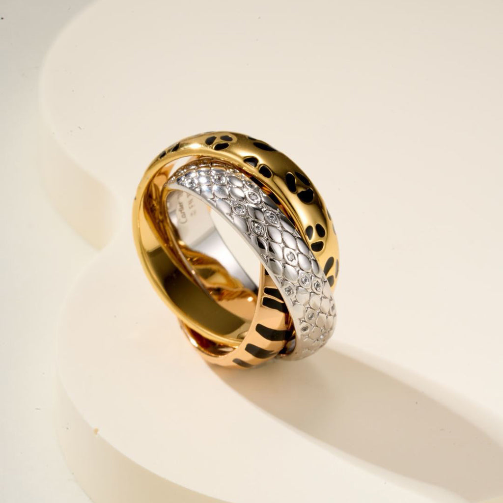 [OAKJURI Jewelry] TRINITY  RING LEOPARD PRINT