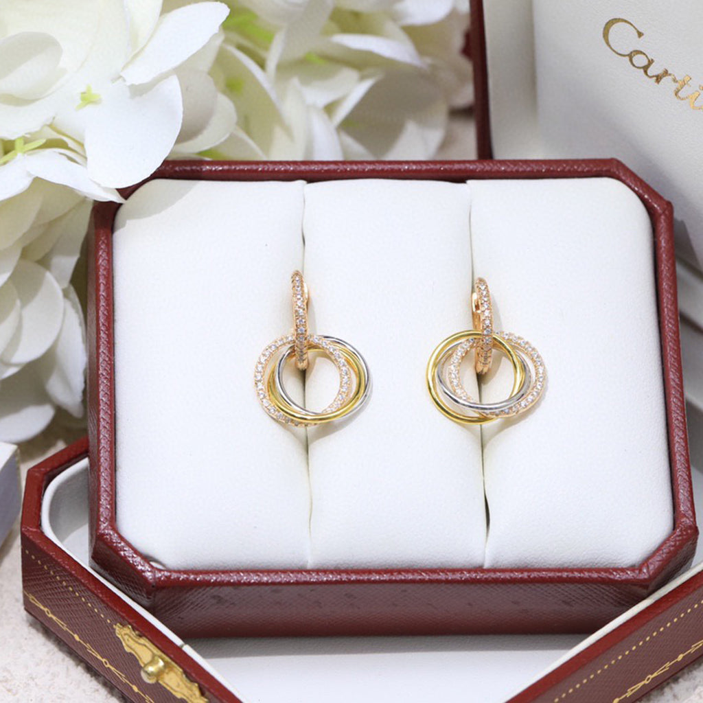 [OAKJURI Jewelry] TRINITY HALF DIAMOND  EARRINGS