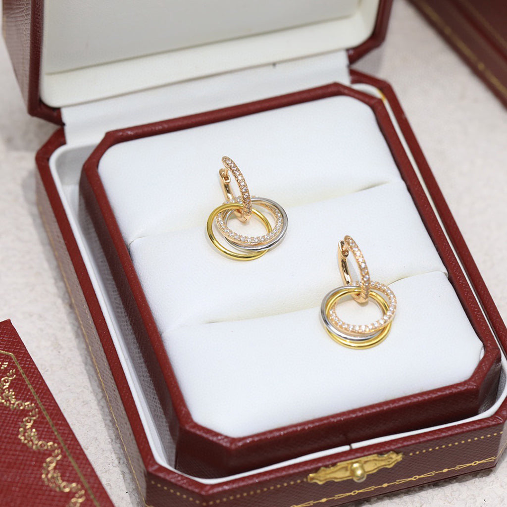 [OAKJURI Jewelry] TRINITY HALF DIAMOND  EARRINGS