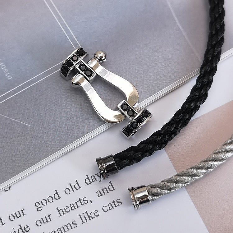 [OAKJURI Jewelry]FORCE LARGE HORSESHOE BLACK DIAMOND BRACELET SILVER