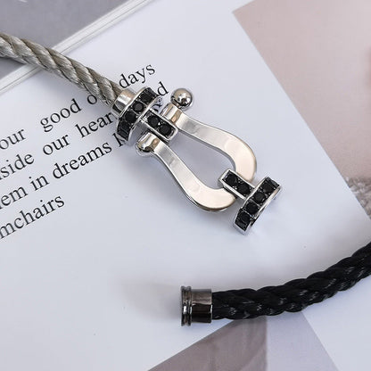 [OAKJURI Jewelry]FORCE LARGE HORSESHOE BLACK DIAMOND BRACELET SILVER