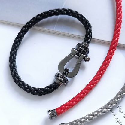 [OAKJURI Jewelry]FORCE LARGE SERIES HORSESHOE BLACK SAMURAI BRACELET