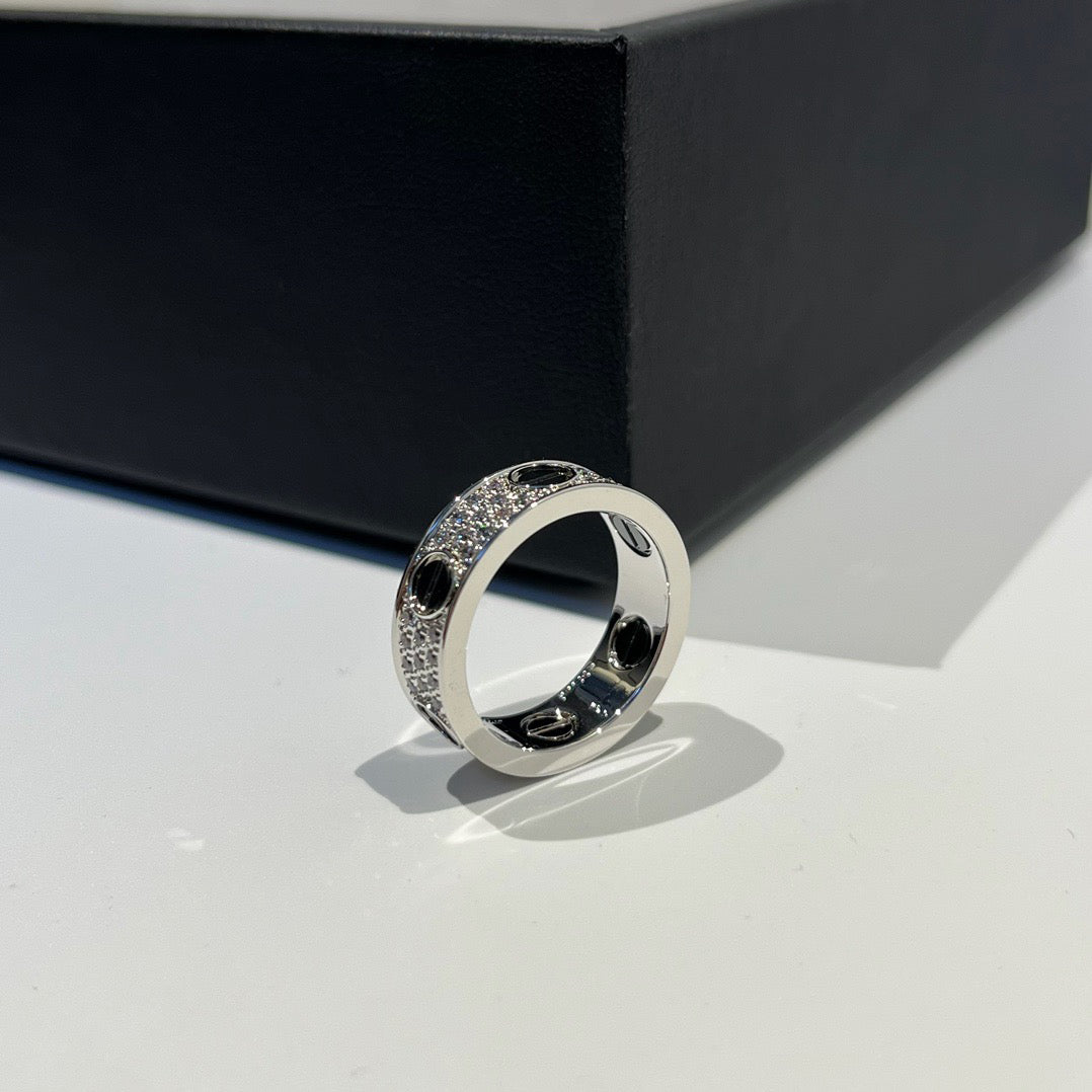 [OAKJURI Jewelry] LOVE RING 5.5MM DIAMONDS PAVED CERAMIC