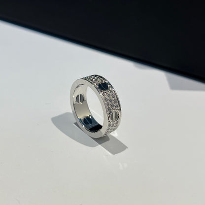 [OAKJURI Jewelry] LOVE RING 5.5MM DIAMONDS PAVED CERAMIC