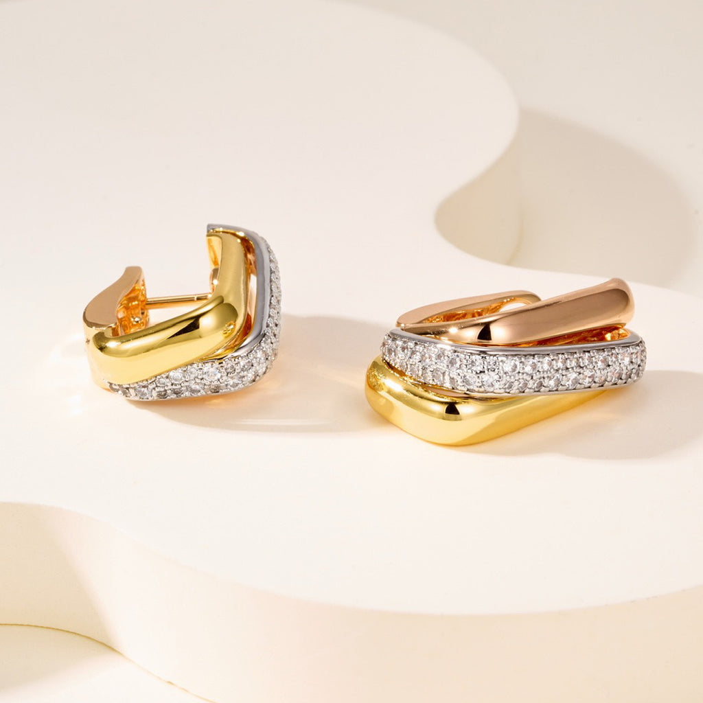 [OAKJURI Jewelry] TRINITY HALF DIAMOND  CUSHION EARRINGS