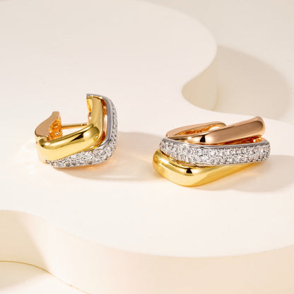 [OAKJURI Jewelry] TRINITY HALF DIAMOND  CUSHION EARRINGS