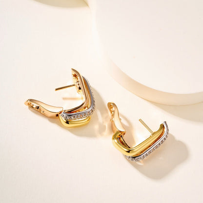 [OAKJURI Jewelry] TRINITY HALF DIAMOND  CUSHION EARRINGS