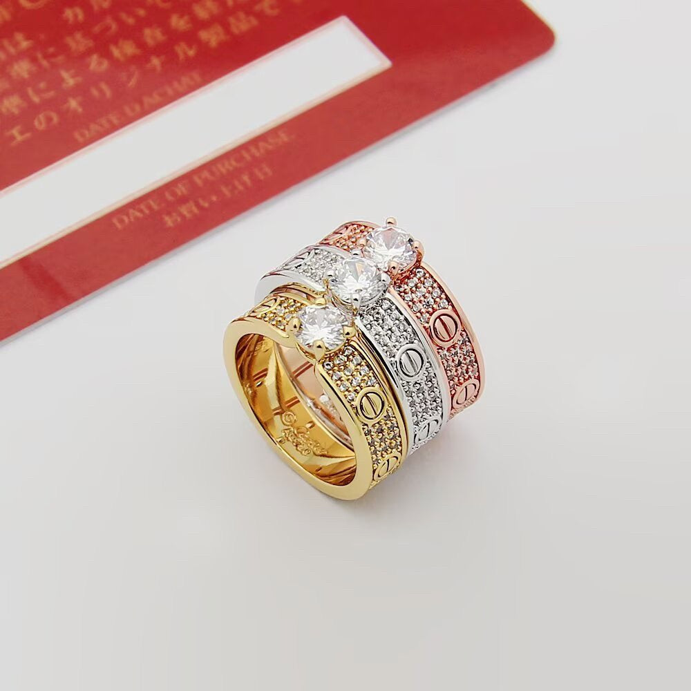 [OAKJURI Jewelry] LOVE RING 3.6MM 1 BIG DIAMOND FULL DIAMOND