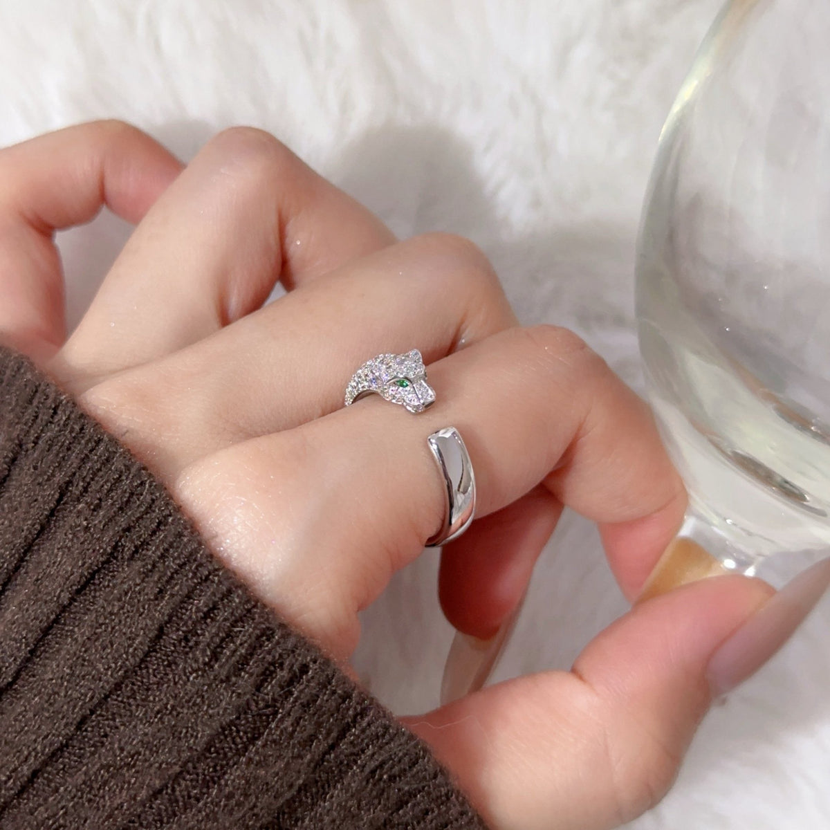 [OAKJURI Jewelry] PANTHERE HALF DIAMOND SMALL RING