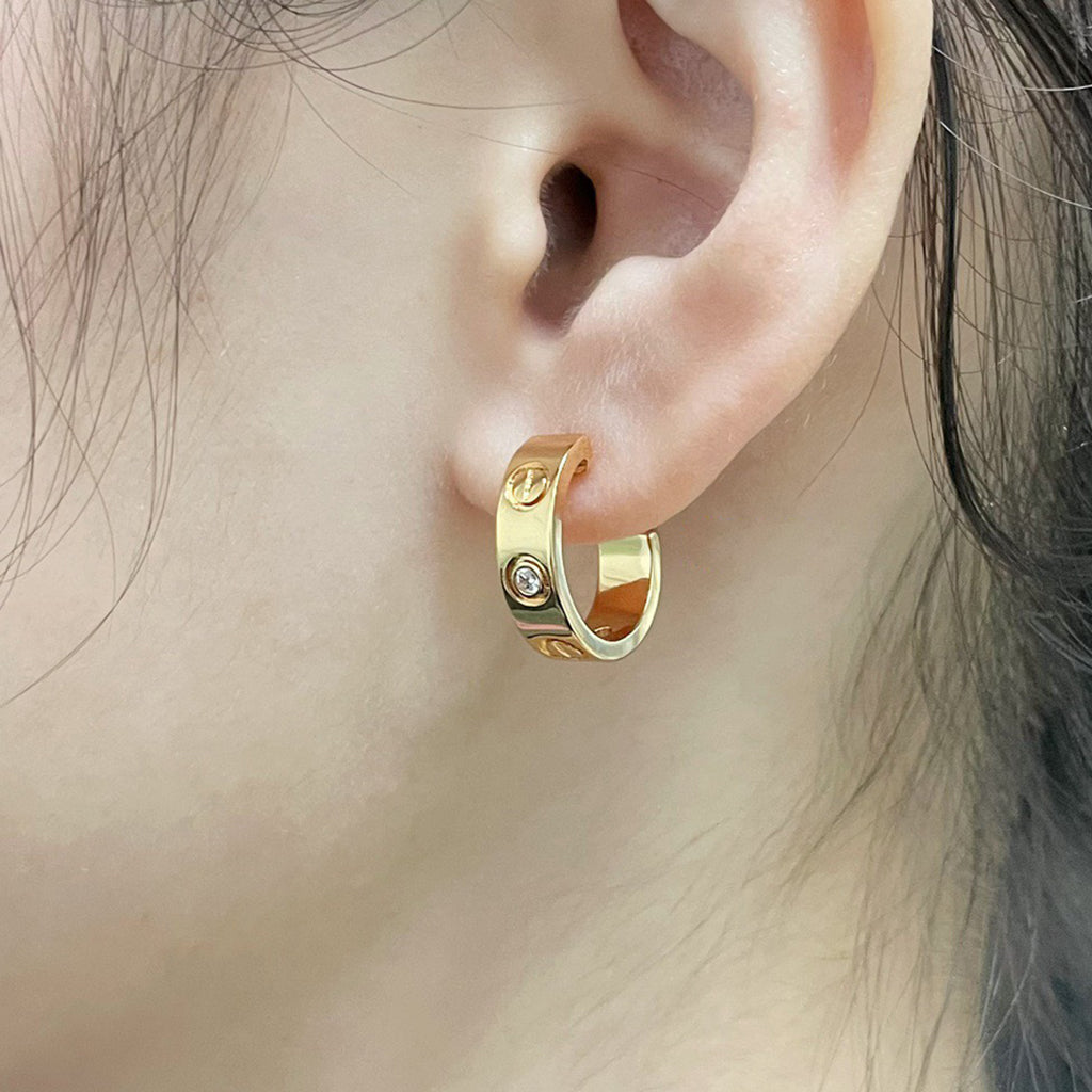 [OAKJURI Jewelry] LOVE EARRINGS 5.7MM 2 DIAMONDS