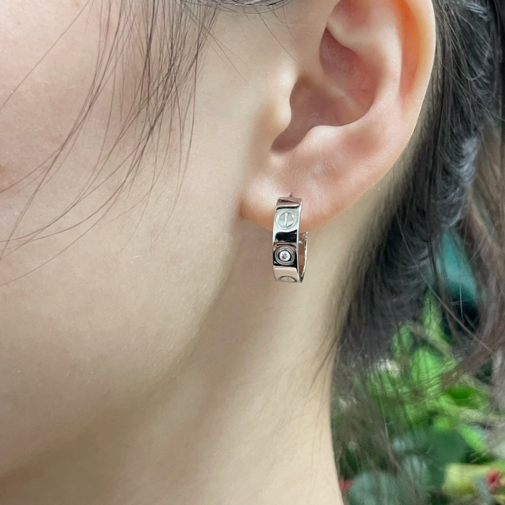 [OAKJURI Jewelry] LOVE EARRINGS 5.7MM 2 DIAMONDS