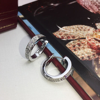 [OAKJURI Jewelry] LOVE 5.5MM DIAMOND PAVED EARRINGS