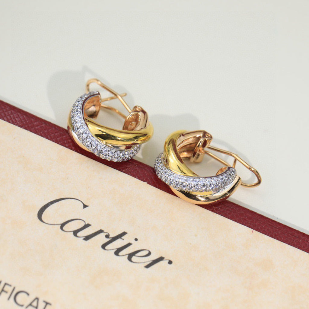 [OAKJURI Jewelry] TRINITY HALF DIAMOND  CLASSIC EARRINGS