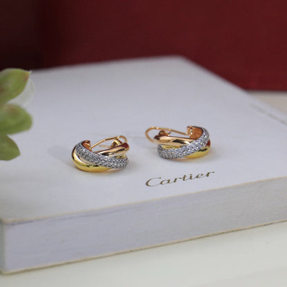 [OAKJURI Jewelry] TRINITY HALF DIAMOND  CLASSIC EARRINGS