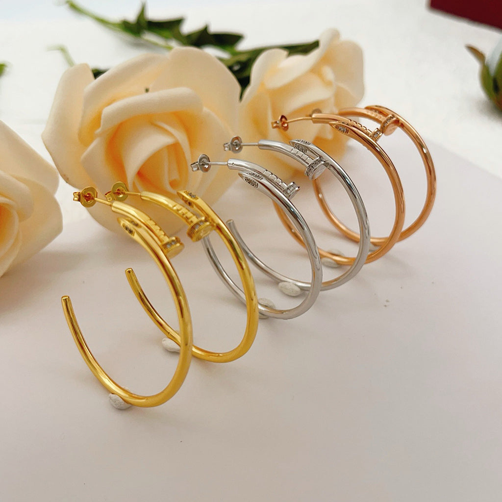 [OAKJURI Jewelry] JUSTE HALF DIAMOND LARGE EARRINGS