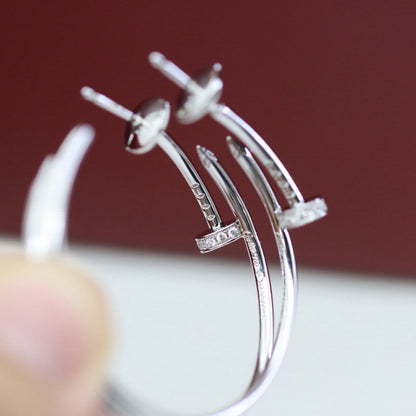 [OAKJURI Jewelry] JUSTE HALF DIAMOND LARGE EARRINGS