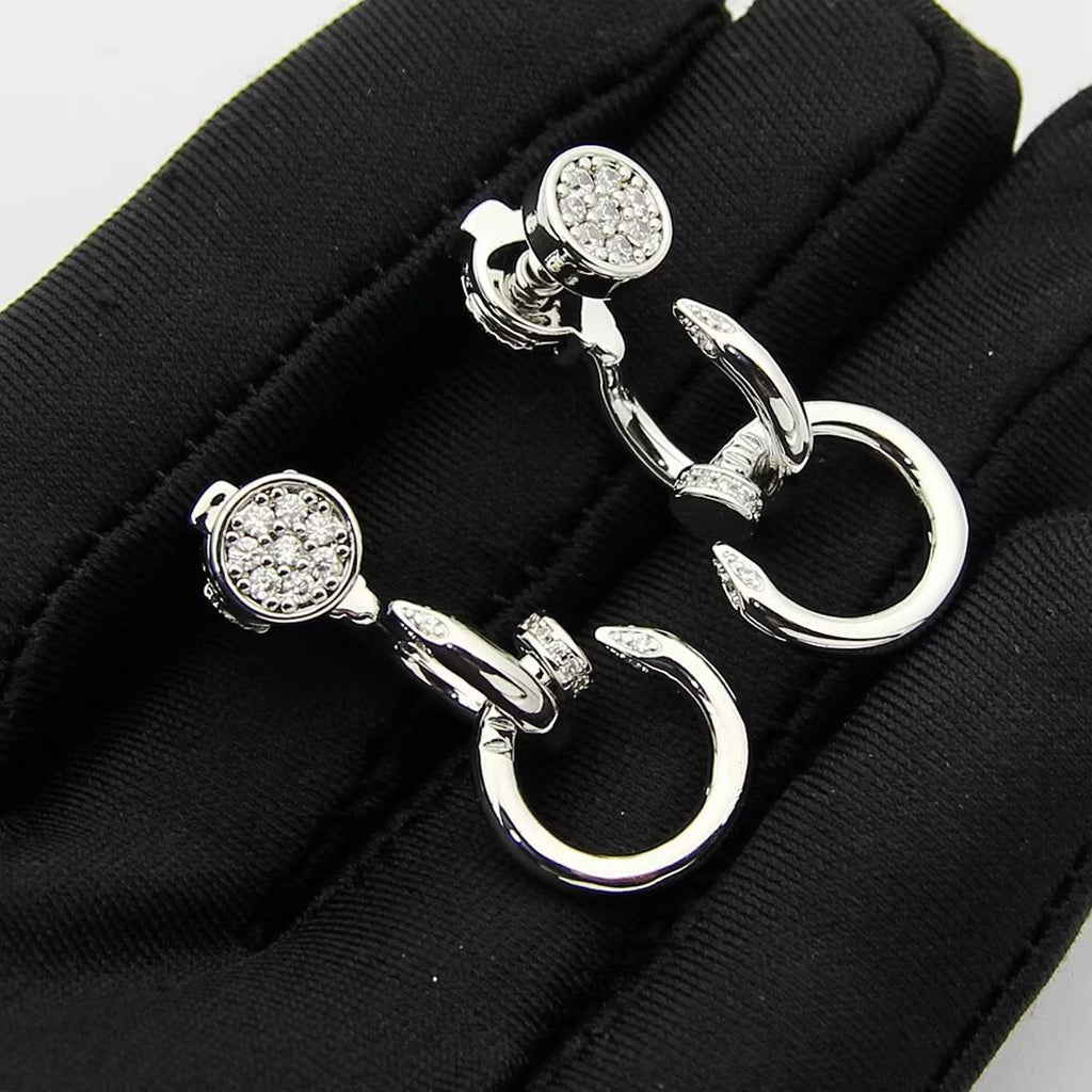 [OAKJURI Jewelry] JUSTE HALF DIAMOND DOUBLE EARRINGS