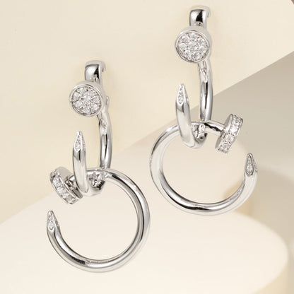 [OAKJURI Jewelry] JUSTE HALF DIAMOND DOUBLE EARRINGS