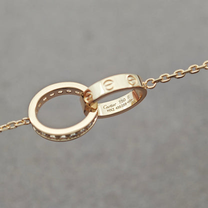 [OAKJURI Jewelry] LOVE DOUBLE RING HALF DIAMOND NECKLACE