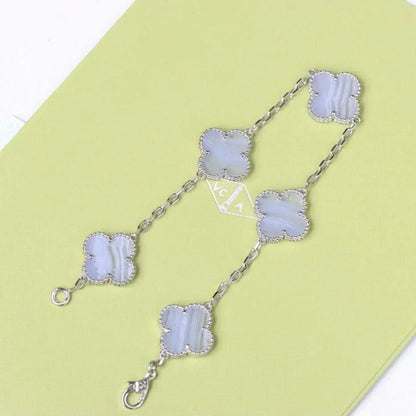 [OAKJURI Jewelry] CLOVER 5 MOTIF PURPLE CHALCEDONY BRACELET COLLECTION